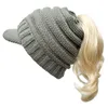 5 Colors With Brim Rolled Edge Horsetail Hat Warm Striped Duck Tongue Wool Hat Autumn Winter Women's Warm Hat