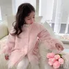 Coat Spring Autumn Kids Girls Jacket Outwear Sweet Faux Fur Warm Plus Velvet Thicken Winter Woolen Outdoor Fleece Clothes 231009