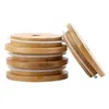 Drinkware Lid Factory Tapa de tapa de bambú Tapas de tarro de madera reutilizables 70 mm con orificio St y sello Sile Drinkware para enlatar tarro para beber Dh1On
