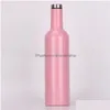 Water Bottles 750Ml 304 Stainless Steel Insated Double Walled Wine Bottle Vacuum Flask Hip Beer Growler For Outdoor Sea Home Garden Ki Dhzul