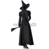 Thème Costume Halloween Assistant Cosplay Costume Enfants Adulte Halloween Femmes Deluxe Méchante Sorcière Costume Noir Robe Pleine Longueur x1010