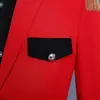 Herrenanzüge, klassisch, Europa, königliches Hofkostüm, rot, schmale Passform, mit Hosen, Epaulet-Quaste, Bühnenparty, Abschlussball