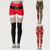Leggings para mujer, pantalones con estampado navideño para fiesta, Papá Noel, reno, entrenamiento, trote, pantalones elásticos para mujer