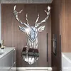 Wall Stickers 3D Mirror Wall Stickers Nordic Style Acrylic Deer Head Mirror Sticker Decal Removable Mural for DIY Home Living Room Wall Decors 231009