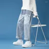 Jeans Masculinos Retos Outono E Inverno Ins Tendência Calças Coreanas Casual Versátil Solto Perna Larga Pai