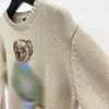 RL Little Bear Pattern Weaving Flower Embroidery Knitwear Women's Wear 2022 Autumn/Winter New Product Casual Round Neck Long Sleeve Pullover Sweater1