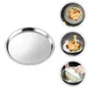 Dinnerware Sets Stainless Steel Cold Skin Plate Camping Pans Cake Round Snack Steak Holder Tray Child Dish