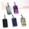 Pendant Necklaces 10pcs Natural Crystal Stone Rectangle Cutting Plate Tag Rose Lapis Obsidian Quartz Charms For Jewelry Making