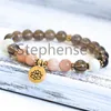 MG0699 A klasa Sunstone Smoky Quartz Bransoletka Naturalna 8 mm kamień energetyczny Bransoletka Kobiet Chakra Yoga Mala Bransoletka 240B