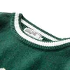 Suéter masculino vintage camisola de malha homens carta verde impressão listrado pulôver mulheres harajuku estilo universitário jumpers streetwear primavera outono 231010