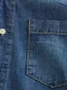 Kvinnors blusar skjortor zevity kvinnor mode singel axel asymmetrisk denim smock blue femme chic pocket knappar skjorta kemis blus tops ls3736 231009