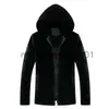 Herrläder faux läder höst vinter män faux päls kappa svart falsk pälsmink pälsjacka överdimensionerad mens plysch fluffig huva vindbrytare zip up top overrock j23101010