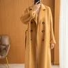 Women's Wool Blends Lafarvie Autumn And Winter Double-sided Cashmere Women's Camel Double-breasted Thickened Medium And Long Woolen Coat 231010