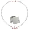 Pearl Necklace Saturn Beads Pendant Fashion Women Diamond Necklace Par Jewelry Gift With Packing Box322m