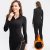 Lauf-Sets Sport Nahtlose Thermo-Unterwäsche Damen Winter Skifahren Kompression Fleece Jogging Training Thermo Lange Unterhosen