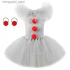 Thème Costume Halloween Pennywise Fille Gris Effrayant Joker Cosplay Tulle Vêtements Tenue Fantaisie Tutu Robe Carnaval Mascarade Fête Venez Q231010