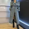 Kopa damska Płaszcze Kobiety Długie jesienne Zimowe Rękło Rękawica podwójnie piersi Belted Casual Loose Lose Windbreaker Coat