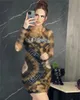여자 디자이너 드레스 럭셔리 브랜드 섹시한 높은 탄성 세미 투명 메쉬 슬림 핏 허리가 랩핑 된 풍부한 프린트 드레스 디자이너 드레스 J2919