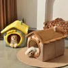 Kennele Pióry Składany dom dla psów Pet Pet Pies łóżko dla małych psów zimowe ciepłe łóżko kota gniazdo wygodne szczeniąt sofa jaskiniowa