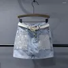 Skirts Korean Small Design Half Length Jeans Fashion 2023 Denim Skirt Cotton Casual Straight Button Clothes Tennis