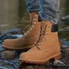 Heta utomhus stövlar toppkvalitet klassisk 6 tum premium vattentät martin chukka skor män kvinnor witer boot vete camo svart kungblå mens kvinnor cowboy booties