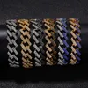 Pulseras de oro de Hip Hop para hombre, pulseras de diamantes azules y negros, joyería de moda, pulsera de cadena de eslabones cubanos de Miami 8inch314R