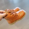 Stiefel COZULLAA Kinder Herbst Unisex Klassische Schnürstiefel Brogue Lederschuhe Kinder Mädchen Jungen Stiefeletten Größe 21-30 231009