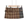 Rokken Y2k Vintage Kleding Mini Voor Vrouwen Koreaanse Mode Kahki Plaid Dames 2023 Zomer Cargo Met Riem