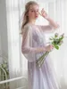 Women's Sleepwear Pieces Robe Dormir Hanxiuju Lace Long Sleepshirts Embroidery White Royal Summer De Sexy Sets Roupas 2 Femininas Sleeve