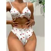 Andere panty's erotische lingerie pak strik sexy draadvrij ondergoed tweedelige vrouwelijke witte set 231010