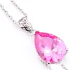 Pendant Necklaces Luckyshine 10 Pcs Elegant Pendants Jewelry Teardrop Shaped Pink Topaz Zircon For Necklaces Women Jewelry Necklaces P Dh75Z
