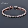 Round Cubic Zirconia Tennis Bracelet For Women Rose Gold Color Bridal Wedding Jewelry SL059 SSB Beaded Strands291s