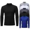 Winter Warm Half T Shirt High Collar Fashion Thermal Underwear Men Mock Neck Basic T-shirt Blouse Pullover Long Sleeve Top244F