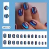 Faux Ongles Mode Beauté Outils 24 pcs Ballet Faux Ongles Court Burst Aurora Art Galaxy Bleu Glitter Rose Porter Portable