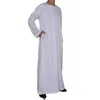 Ropa étnica Eid Hombres Musulmanes Blanco Jubba Thobe Túnicas de manga larga Dubai Medio Oriente Islámico Árabe Kaftan