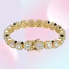 Mens 14K Gold Iced Round Big Diamonds Bracelet 10mm Bling Bling Bracelets with Locked Clasp Cubic Zircon Bracelets Hip Hop51g4888466