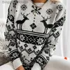 Pulls pour femmes Noël 2023 Femmes Tricot Pull Cerf Imprimer Casual Lâche Manches Longues O Cou Pull Tops Chaud Jacquard Femme Jumpers KnitwearL231010