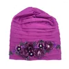 Roupas étnicas Festa Africana Headwear Senhora Cabeça Envoltório Bonnet Muçulmano Hijab Chapéu Turbante Mujer Elegante Flor Diamantes Mulheres Turban Cap