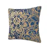 Oreiller bleu or Mandala couvre canapé bouddhisme fleur couverture moderne taie d'oreiller douce