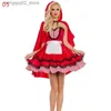 Theme Costume Little Red Riding Hood Come Stage Performece Clothings Girl Carnival Come Cosplay Uniform Adult Lady Red Dress And Cloak Q231010