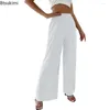 Women's Pants 2023 Casual Wide Leg Elastic Waisted Without Pocket Female Straight Trousers Woman Clothing
