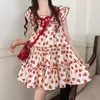 Бальные платья Kawaii Lolita, женское платье, милое повседневное корейское модное платье Y2K в консервативном стиле для студенток, милое мини-платье на шнуровке, лето 2023 г.