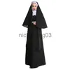 Theme Costume Carnival Halloween Classic Couples Church Priest Nun Habit Costume Traditional Religious Black Robe Cosplay Fancy Party Dress x1010