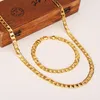 Womens Mens Chain 14K Golden GF Chain Curb Link Yellow Solid Gold Filled Necklace 600mm Bracelet 210mm 7MM Chain Jewelry sets218U