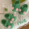 Pantoufles femmes drôle Couple belle grenouille coton hiver anti-dérapant chaud en peluche maison pantoufle Couples maison Chaussure Femme