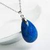 Pendant Necklaces Genuine Natural Blue Lapis Lazuli Waterdrop Bead Women Crystal