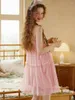 Vêtements de nuit pour femmes Sweet Girl Tulip Spaghetti Strap Dentelle Princesse Chemise de nuit pour femmes Summer Mesh Fairy Home Nightgowns Pyjamas