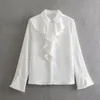 Women's Blouses VANOVICH Europe And America Style Autumn 2023 Chiffon Pearl Button Long Sleeve Solid Color Casual Shirt Elegant Loose