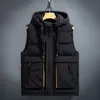 Herenvesten 3674Wintervest Heren Warme Dikke Mouwloze Jas Rits Slanke Zakken Dons Katoenen Jas Zwart Grijs Beige Vest 231010