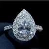 Vattendropp Simulerad diamant CZ -ring 925 Sterling Silver Bijou Charm Engagement Wedding Band Rings for Women Bridal Fine Jewelry243J